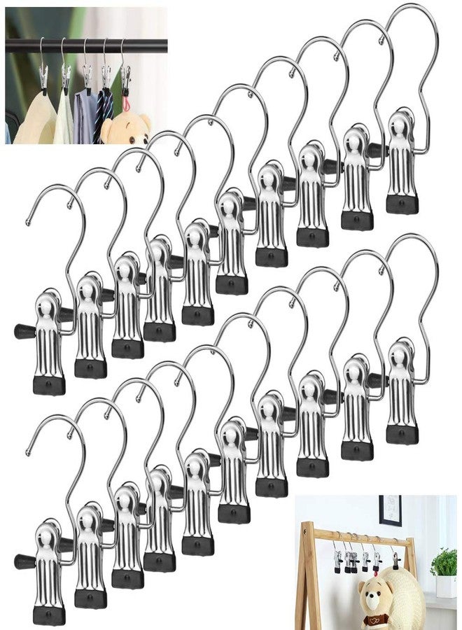 BUZIFU Pack of 20 Clip Hooks Boot Hanger Metal Non-Slip Clothes Hanger 360° Rotating Clips Trouser Laundry Hanging Hooks Pegs for Scarves, Hats - Image 1